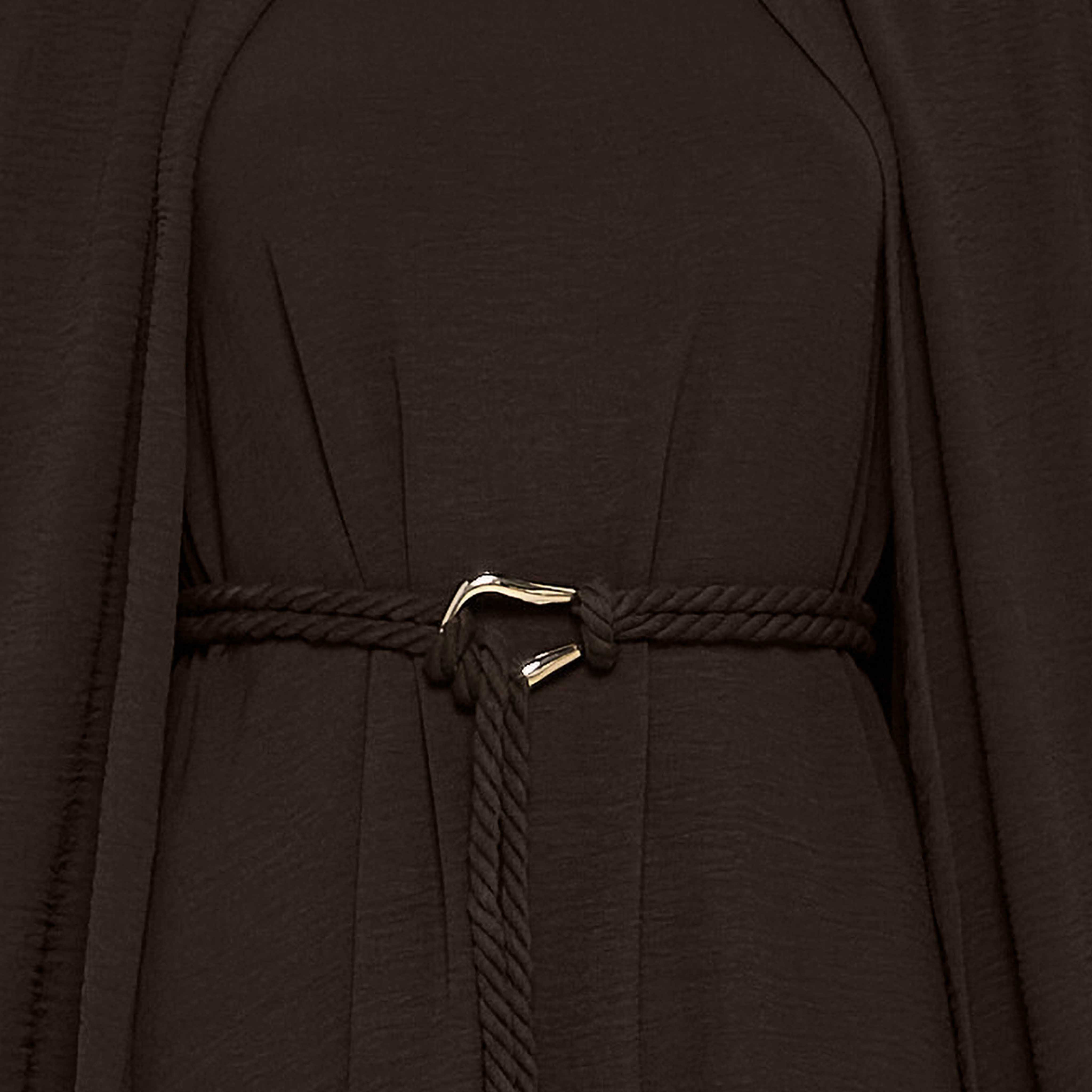 Cape Sleeve A-Line Maxi Dress Brown