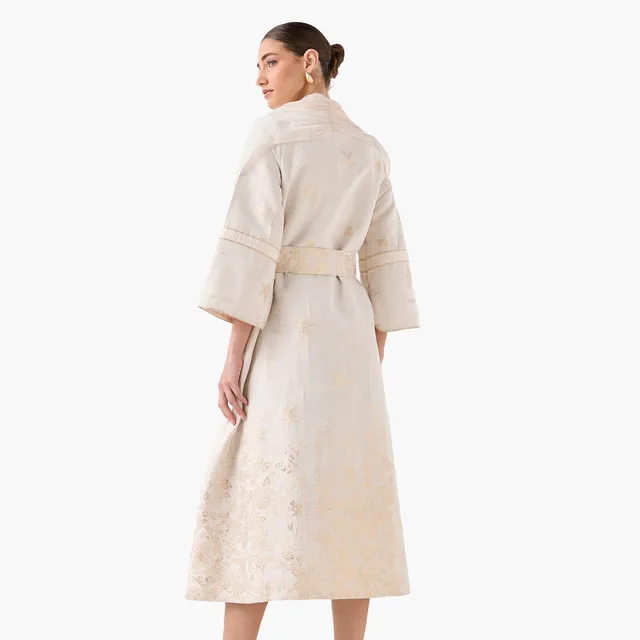 Polyester Blend Long-Sleeve Evening Shawl with Tie-Up Belt – image 4