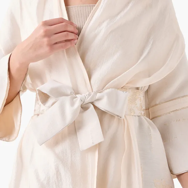 Polyester Blend Long-Sleeve Evening Shawl with Tie-Up Belt – image 6