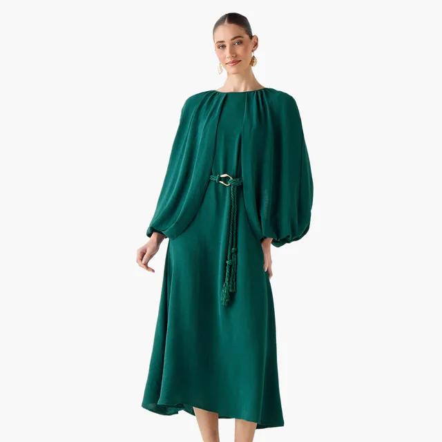 Cape Sleeve A-Line Midi Dress – image 5