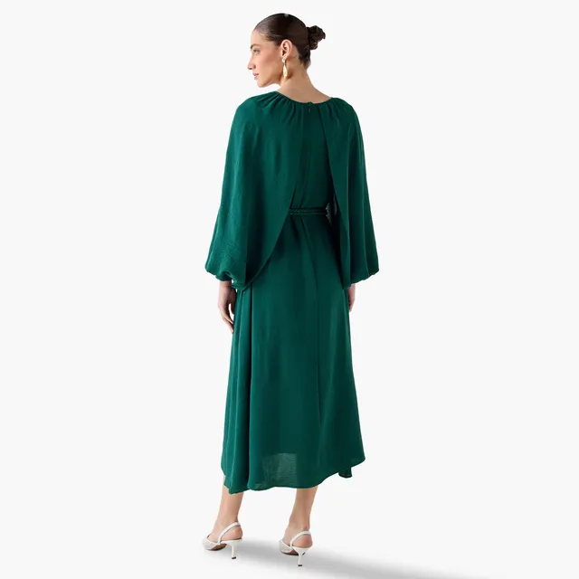 Cape Sleeve A-Line Midi Dress – image 6