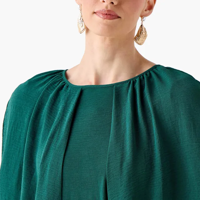 Cape Sleeve A-Line Midi Dress – image 7