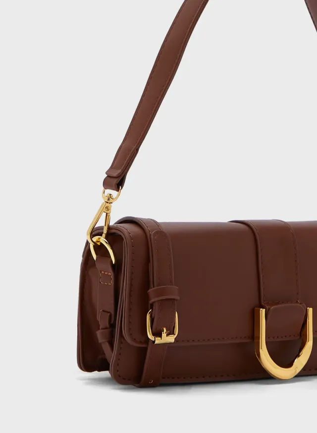 Buckle Detail Baguette Shoulder Bag – image 3