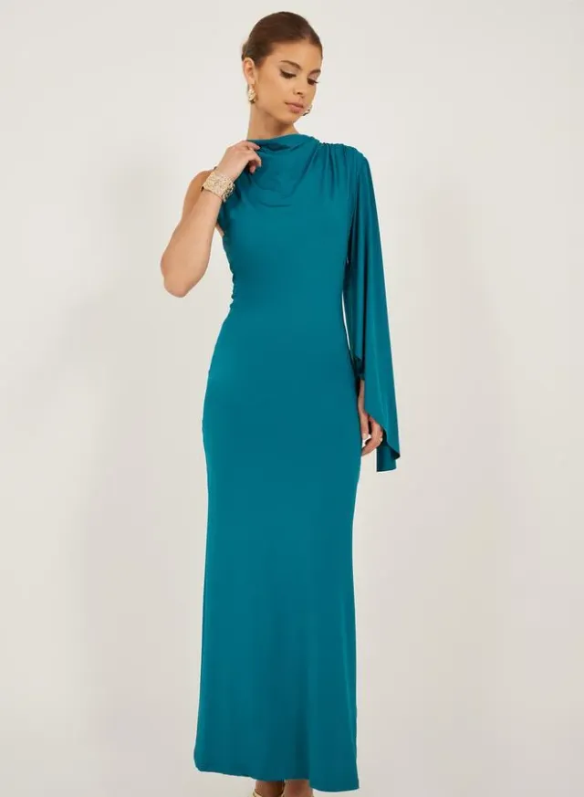Asymmetric Gown Teal – image 3