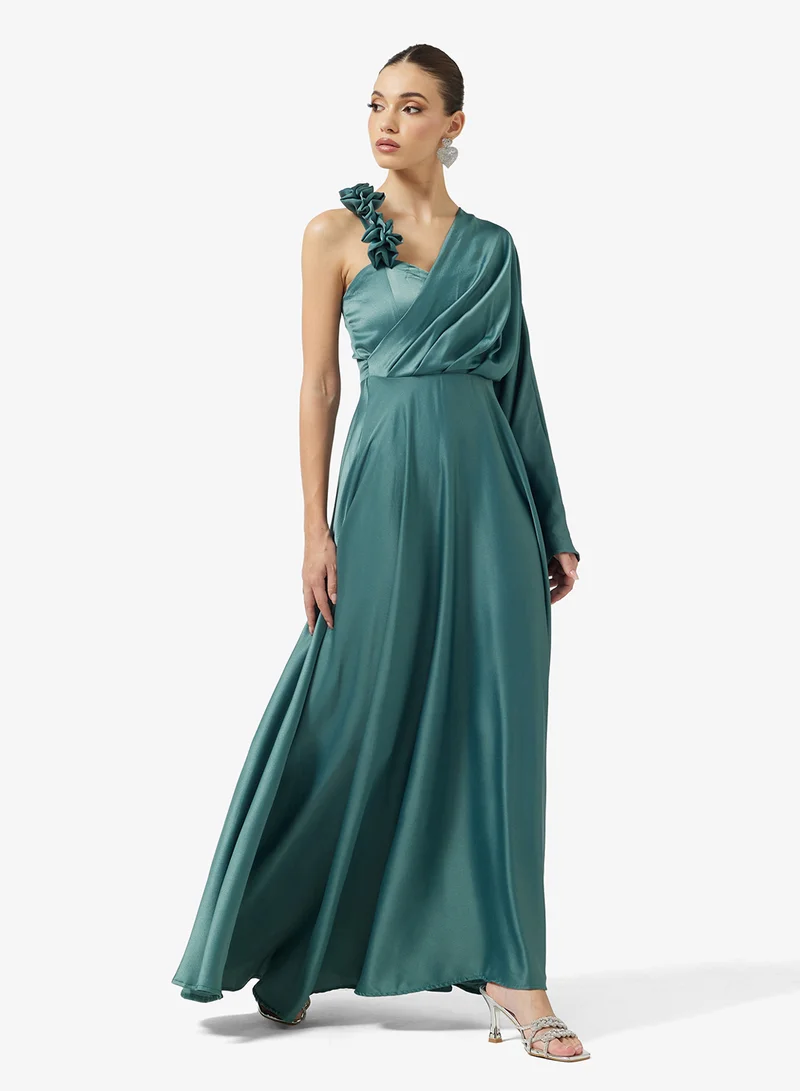 One Shoulder Evening Dress Teal