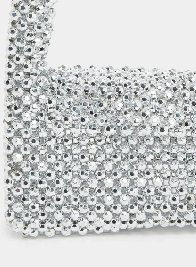 Silver Beaded Acrylic Evening Handbag for Women – image 3