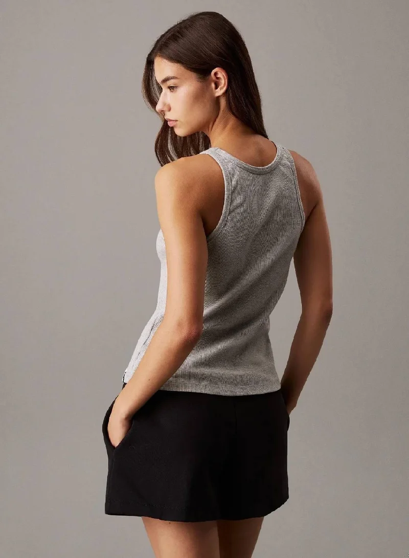 Slim Ribbed Lounge Tank Top Gray