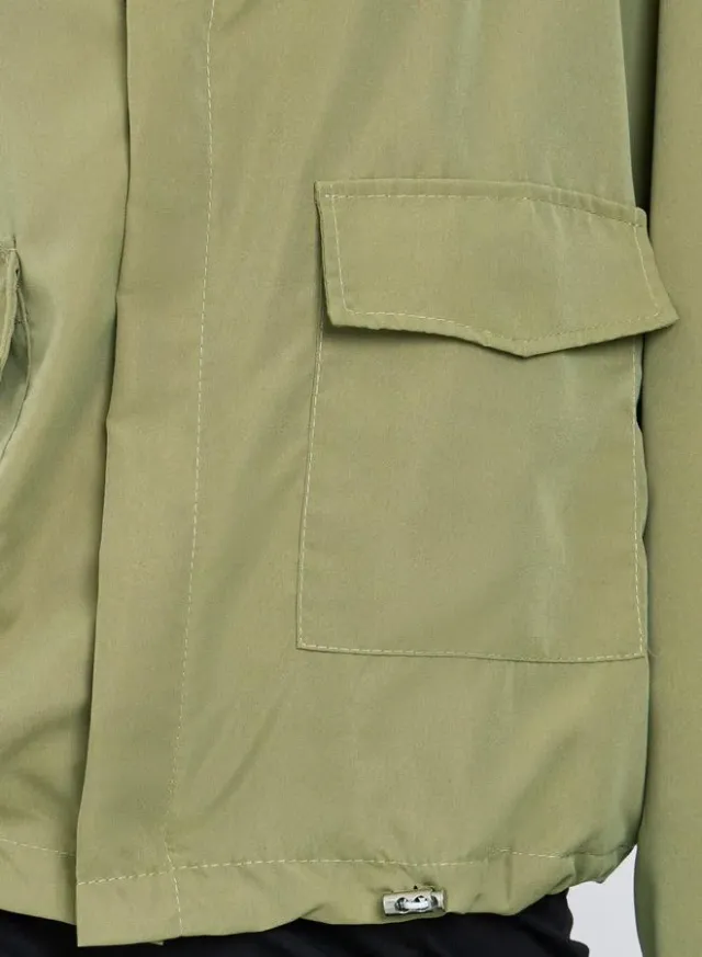 Beige Boxy Fit Utility Jacket with Flap Pocket for Women – image 4