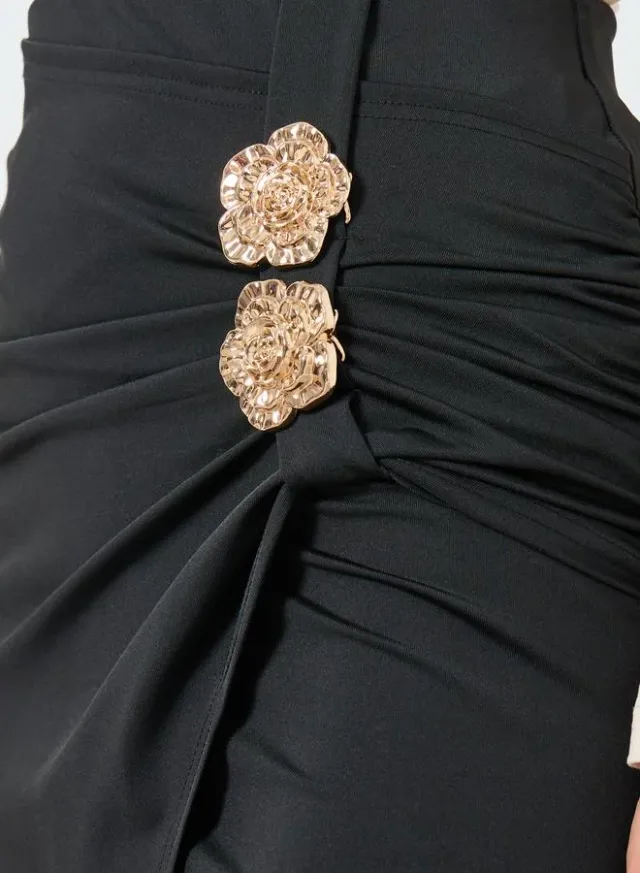 Ruched Metallic Button Skirt – image 3