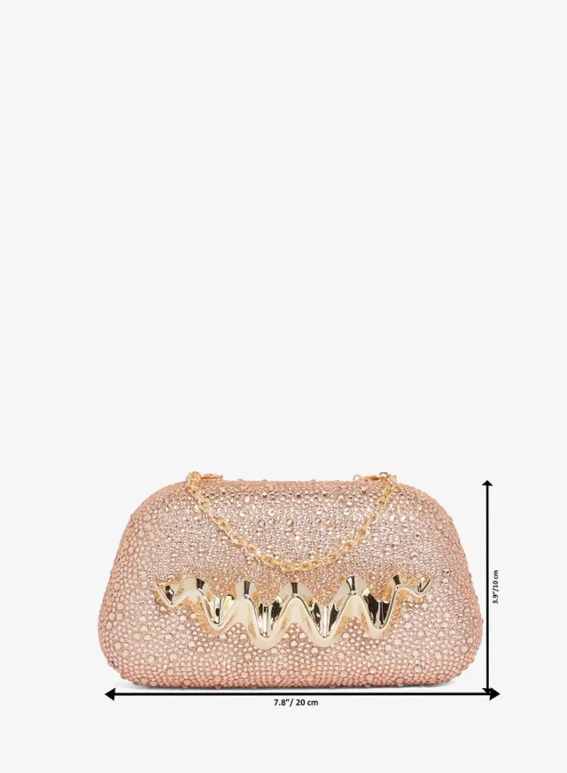 Shimmer Metallic Clutch With Gold Accent Statement – image 4