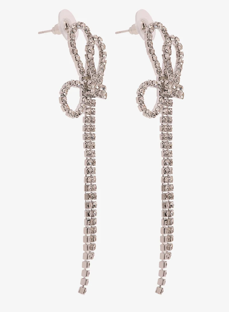 Rhinestone Drop Earrings Silver