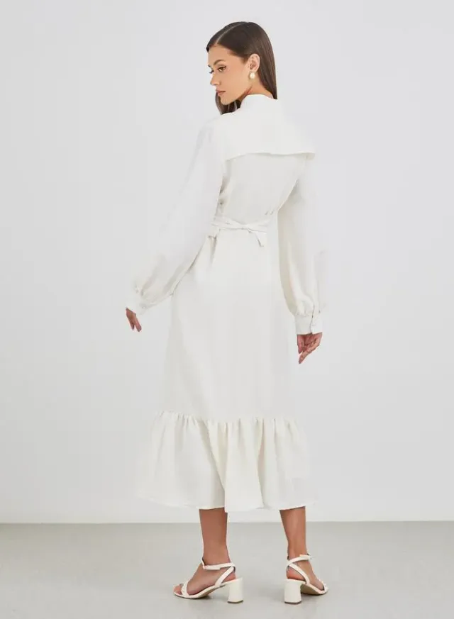 Belted A-Line Midi Dress Light Pink – image 5