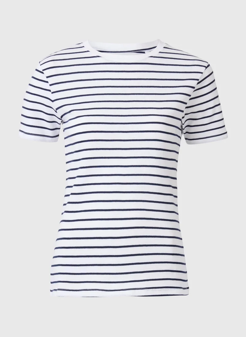 Black Stripe Fitted T-Shirt White