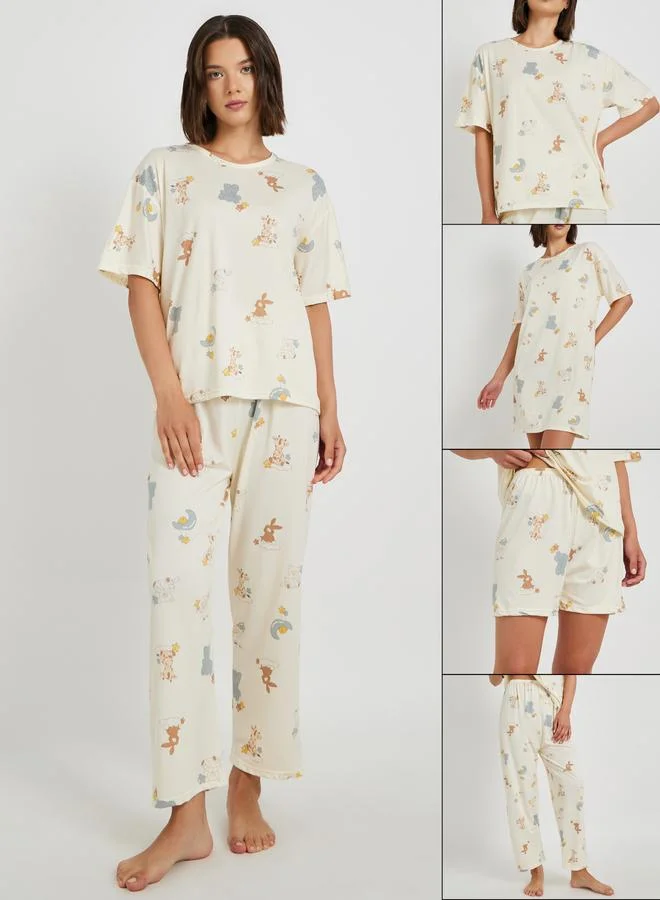 Take Two 4-Piece Printed Nightwear Set Multicolour