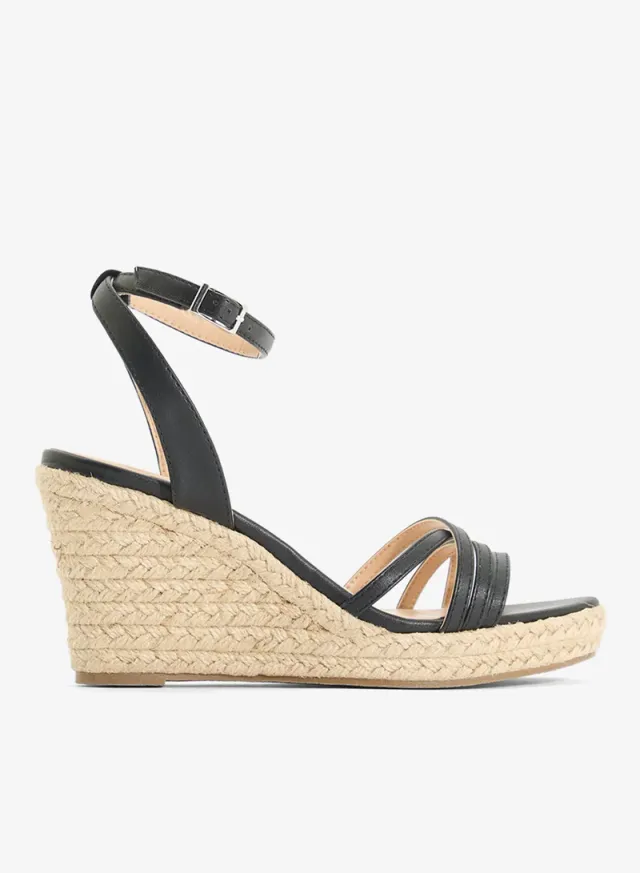 High Heel Wedge Sandals Black