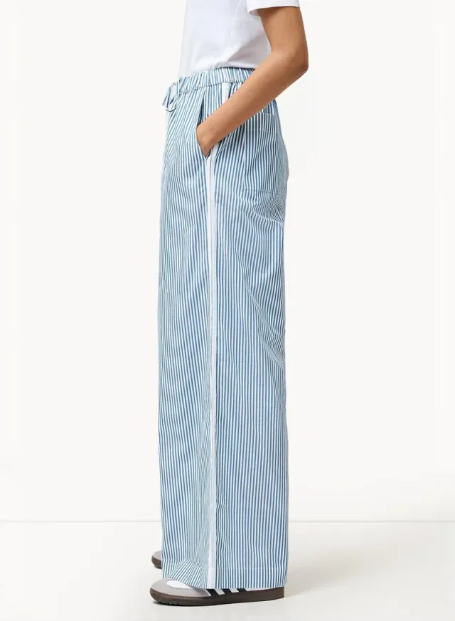 Cambria Striped Cotton Trousers Light Blue – image 6