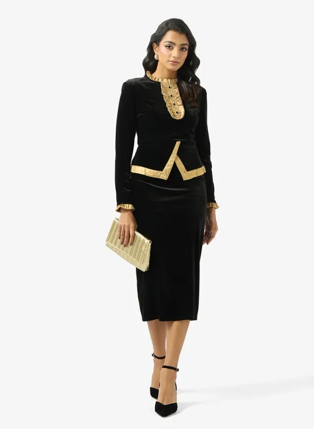 Black High Neck Blazer and Column Skirt Set for Ramadan – image 5