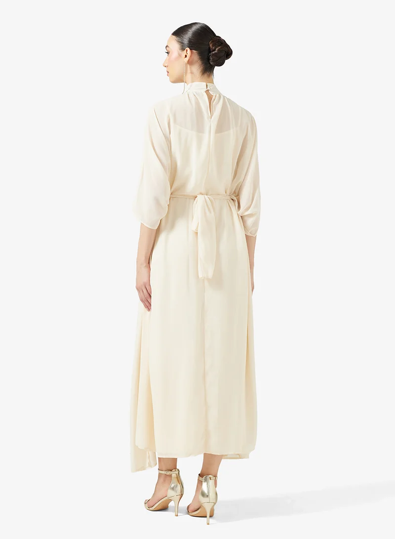 Embellished Neck Kaftan Cream