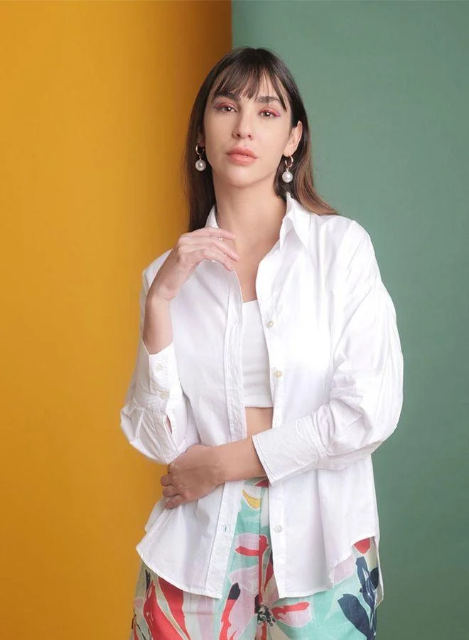 Women's Oversized Solid Shirt White