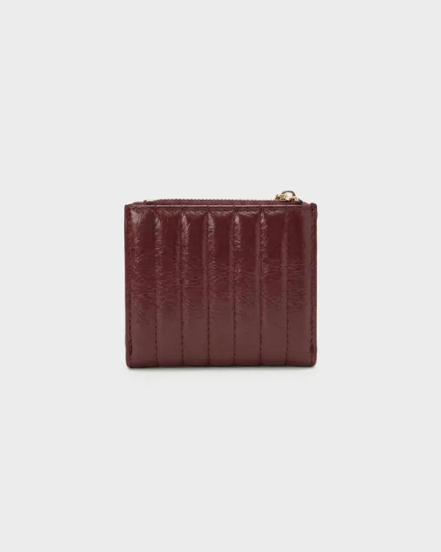Burgundy PU Bi-Fold Wallet for Women with Press-Stud Closure – image 6
