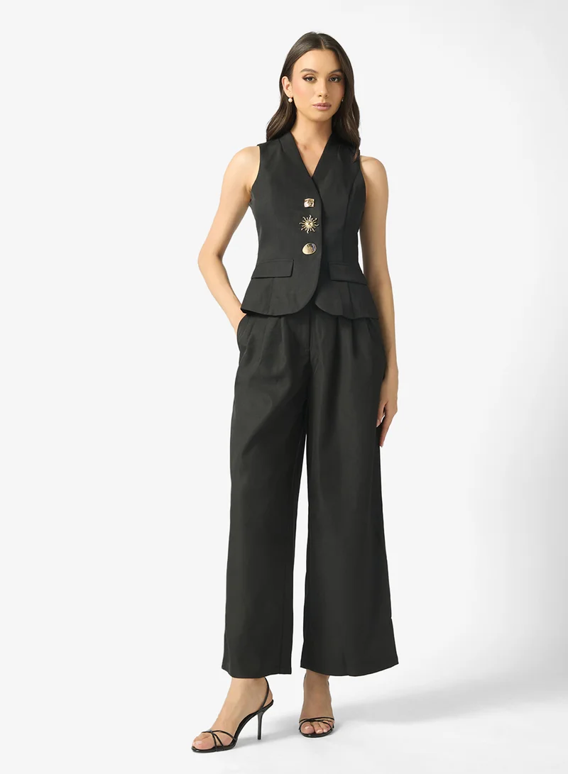 Sleeveless Vest & Pant Set Black