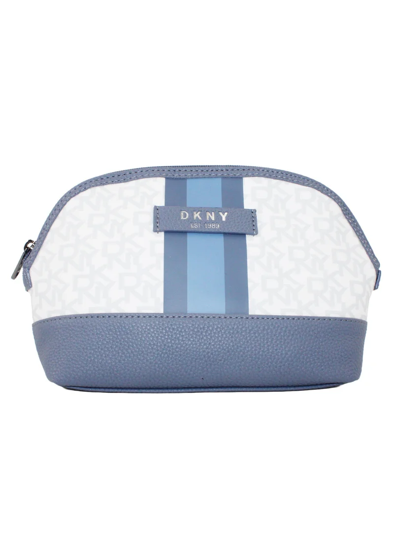 DKNY Signature Stripe 2.0 Small Dome Cosmetic Bag Dark Gray