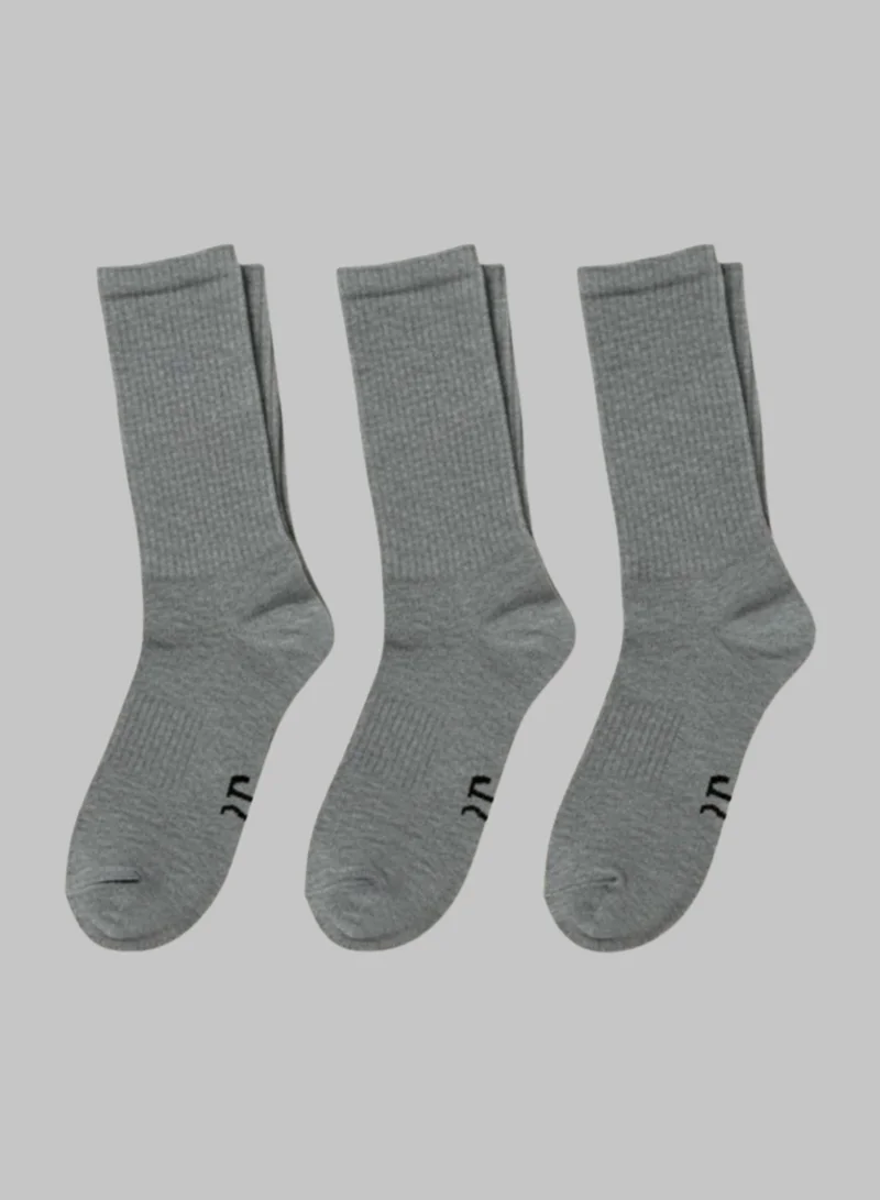 3-Pack Premium Crew Socks Grey