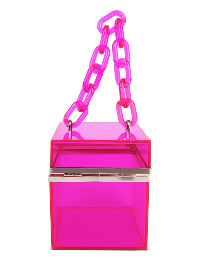 Clear Cuboid Box Clutch - Blue
