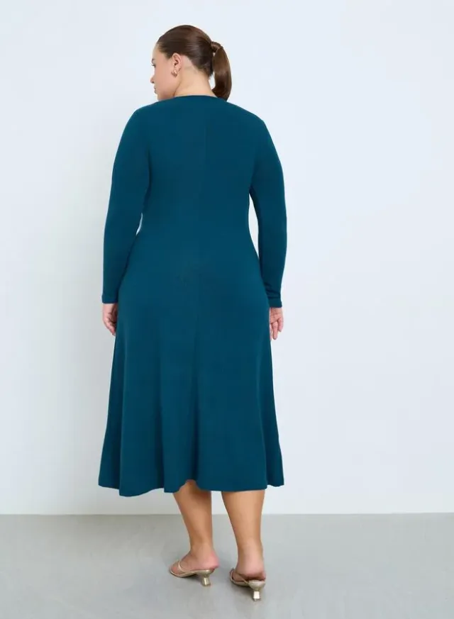 Plus Size Long Sleeve A-Line Midi Dress – image 4