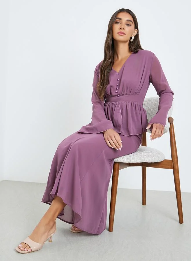 Women's Ruffled Mermaid Maxi Dress Mauve