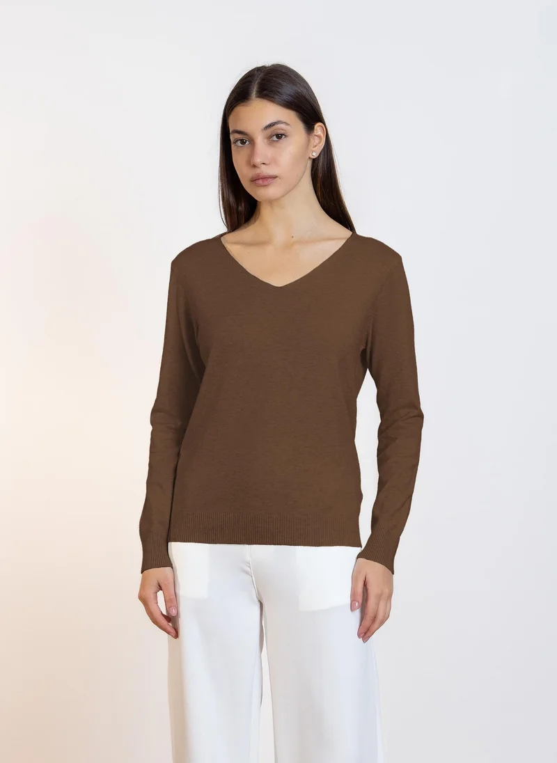 Plain Knit Jumper Brown