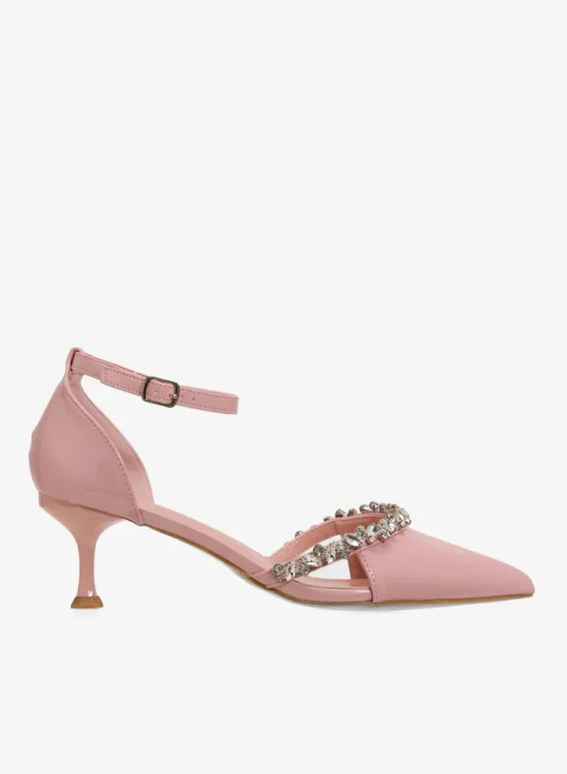 Diamante Heeled Pump Pink