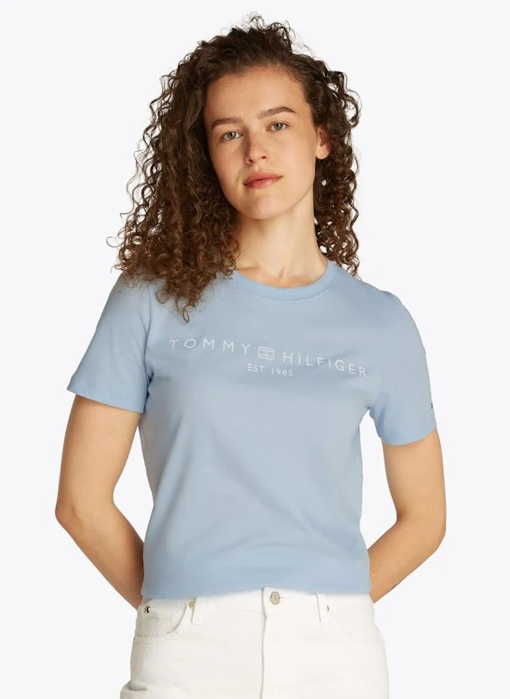 Corporate Logo Crew Neck T-Shirt Blue