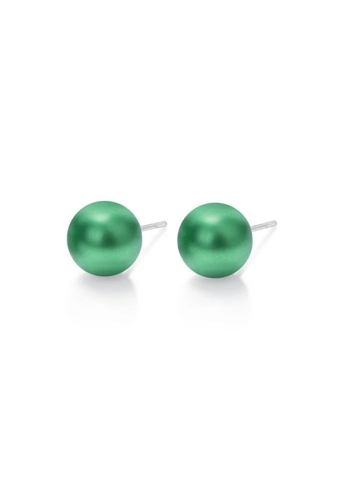 Seona Perla 6mm Pearl Stainless Steel Stud Earrings - Lime Green