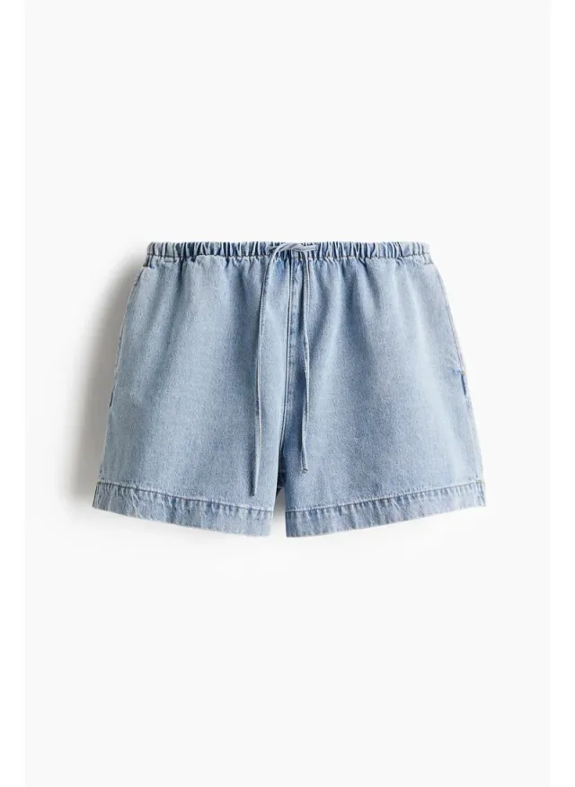 Blue Denim Drawstring Shorts for Women - Casual Fit – image 4