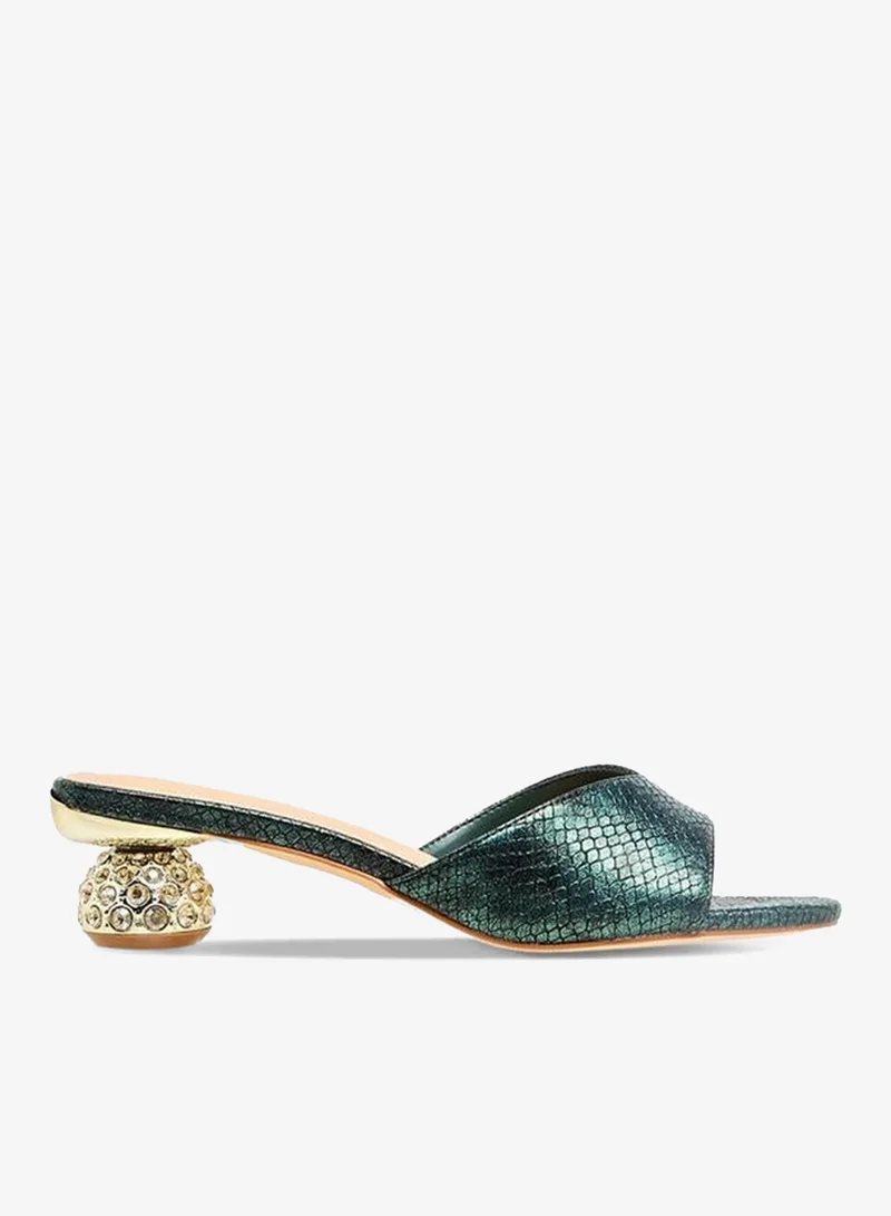 Flora Bella Embellished Heel Sandals Green