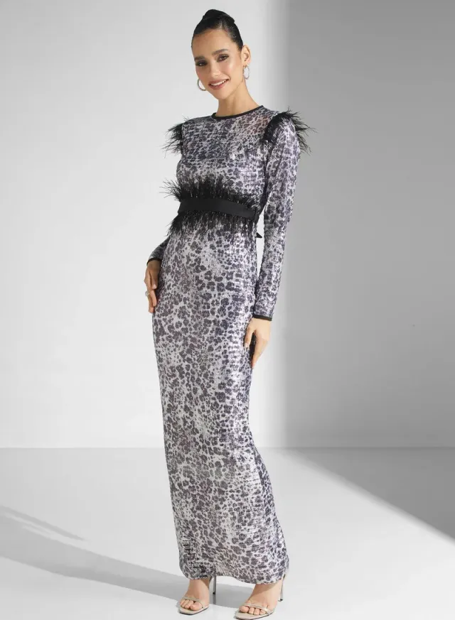 Feather Trim Gown – image 4