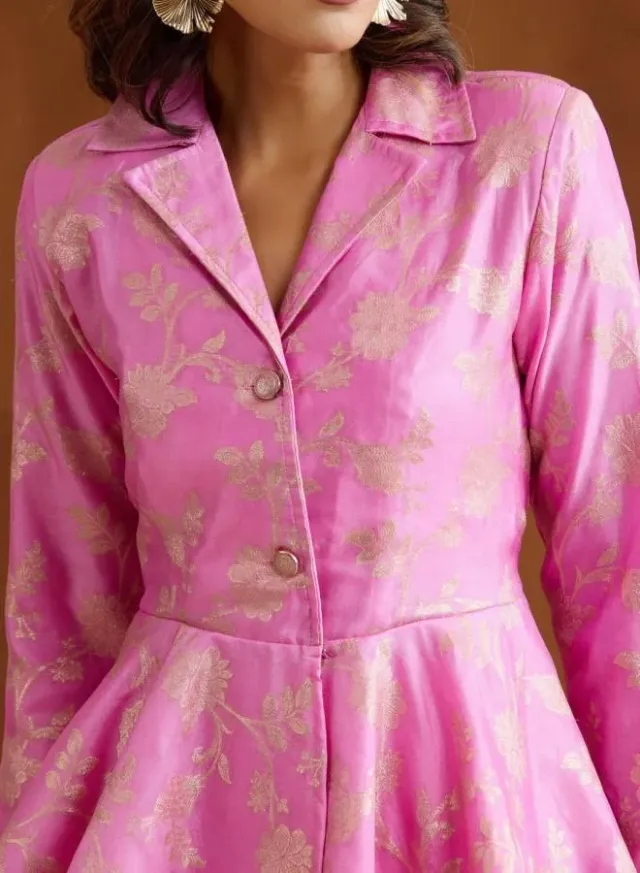Ishin Women's Lilac Embroidered Poly Silk Tunic and Palazzo Set – image 2