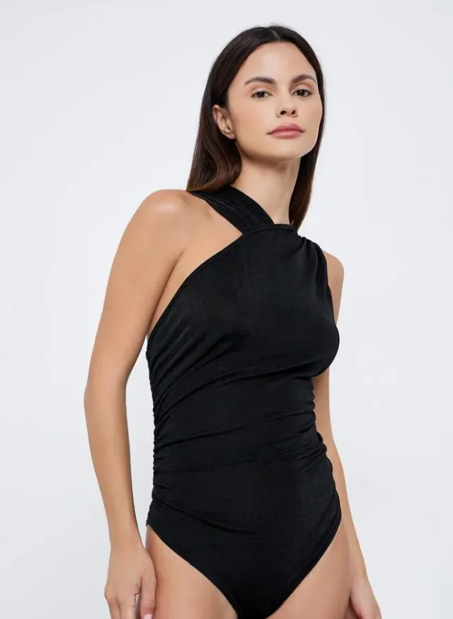 Brown One-Shoulder Sleeveless Bodysuit for Women – image 6