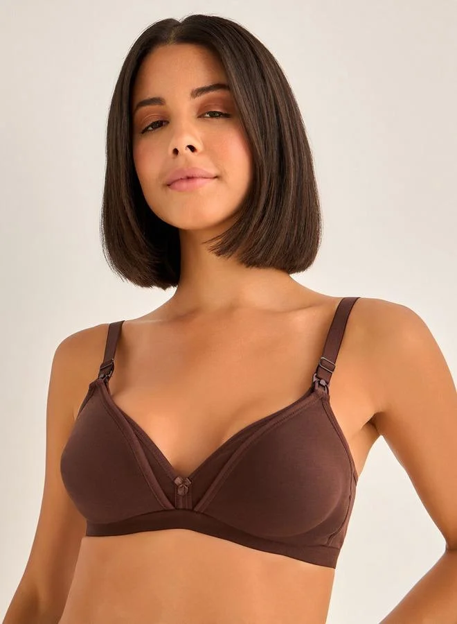 Full Coverage Non-Wired Nursing Bra Brown
