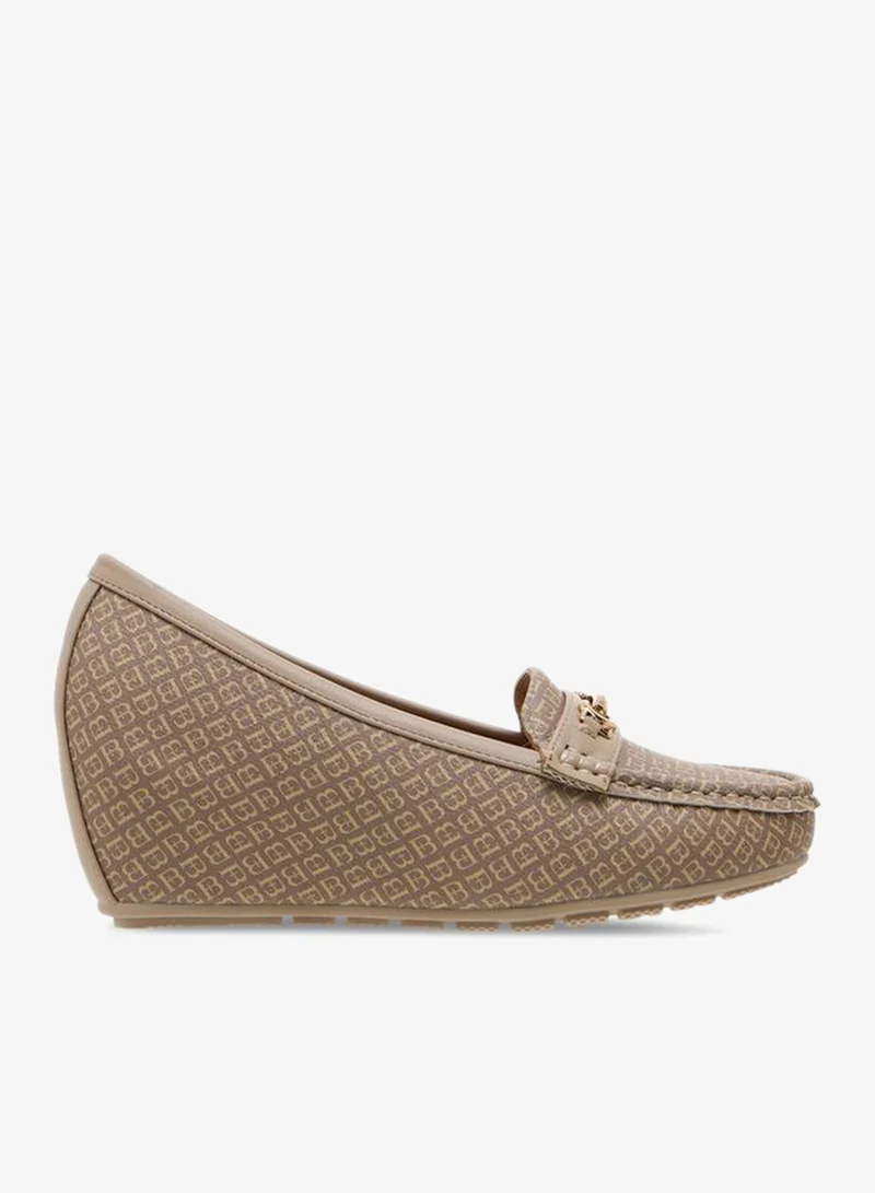 Flora Bella Women's Wedge Heel Loafers Beige