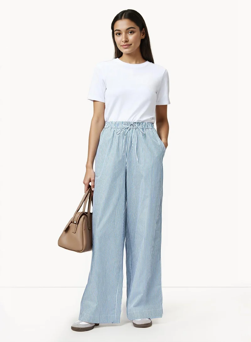 Cambria Cotton Striped Trousers Light Blue