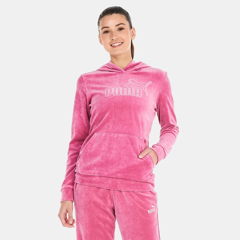 Women's Essentials+ Velour Hoodie Pink