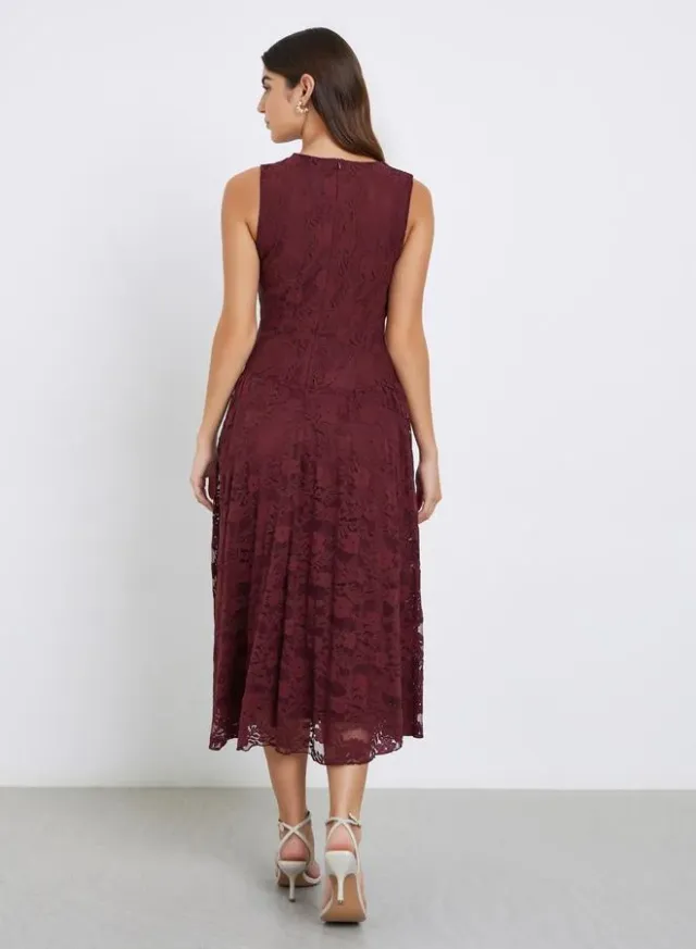 Polyester Midi Dress with Ruched Waist Detail – image 4