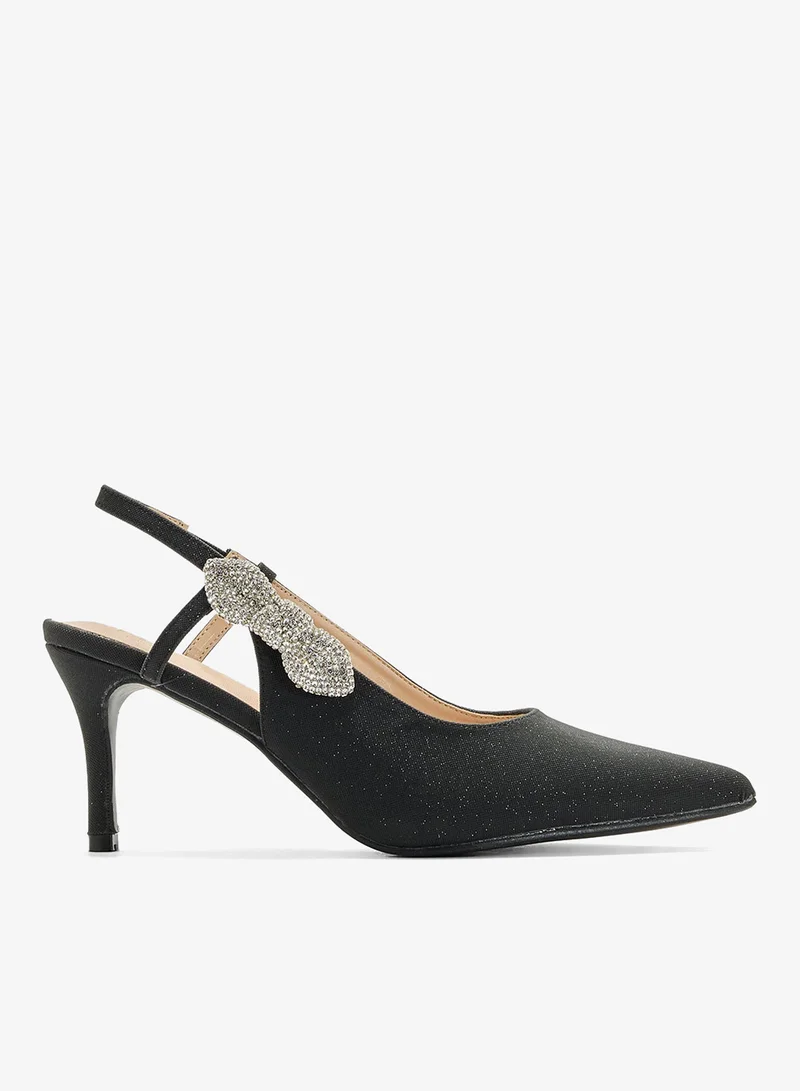 Diamante Slingback Pump Black