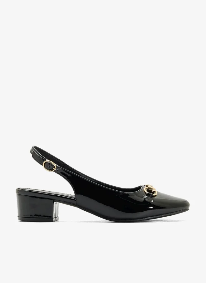 Block Heel Slingback Pump Black