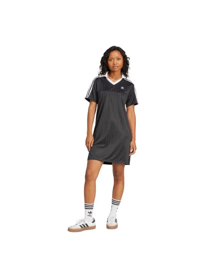 Adicolor Football Jacquard V-Neck Dress Black