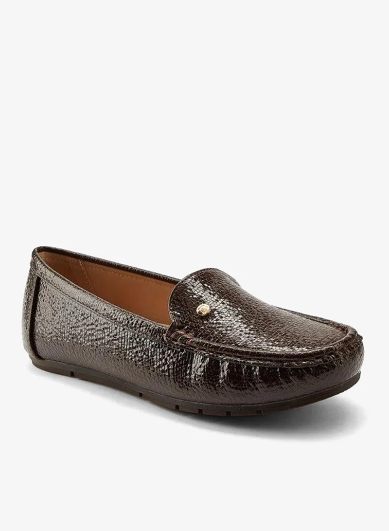 Textured Slip-On Moccasins Brown