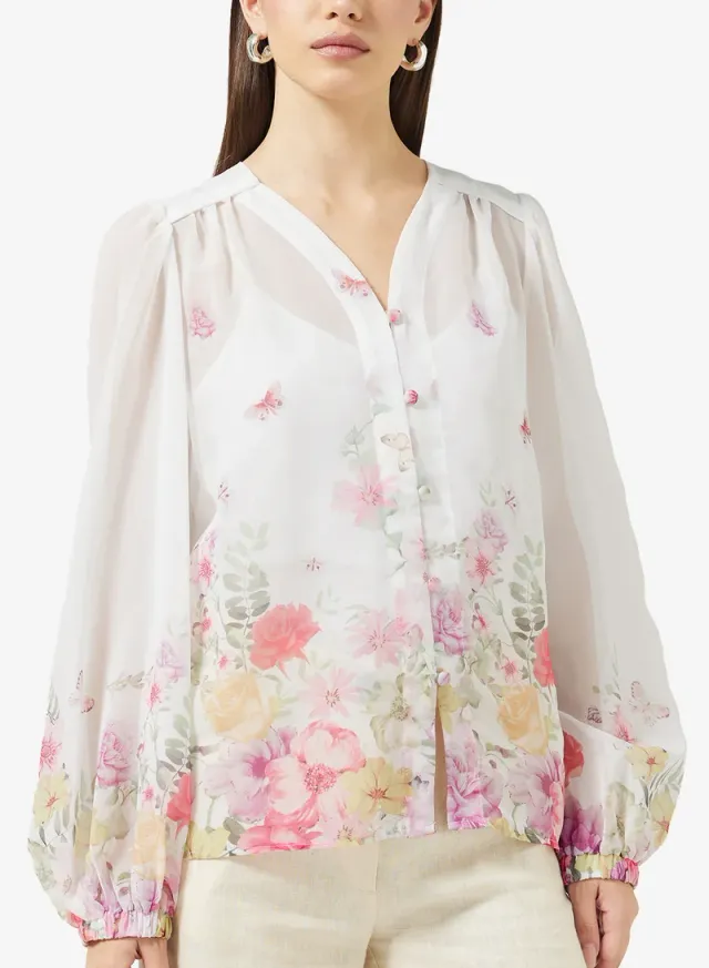 Floral Print Shirt White – image 3