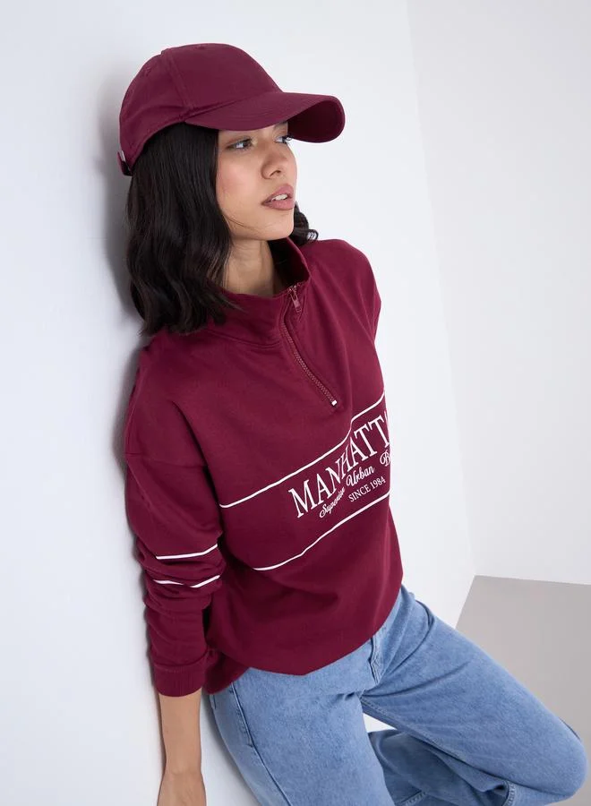 Women's Graphic Print Sweatshirt Burgundy